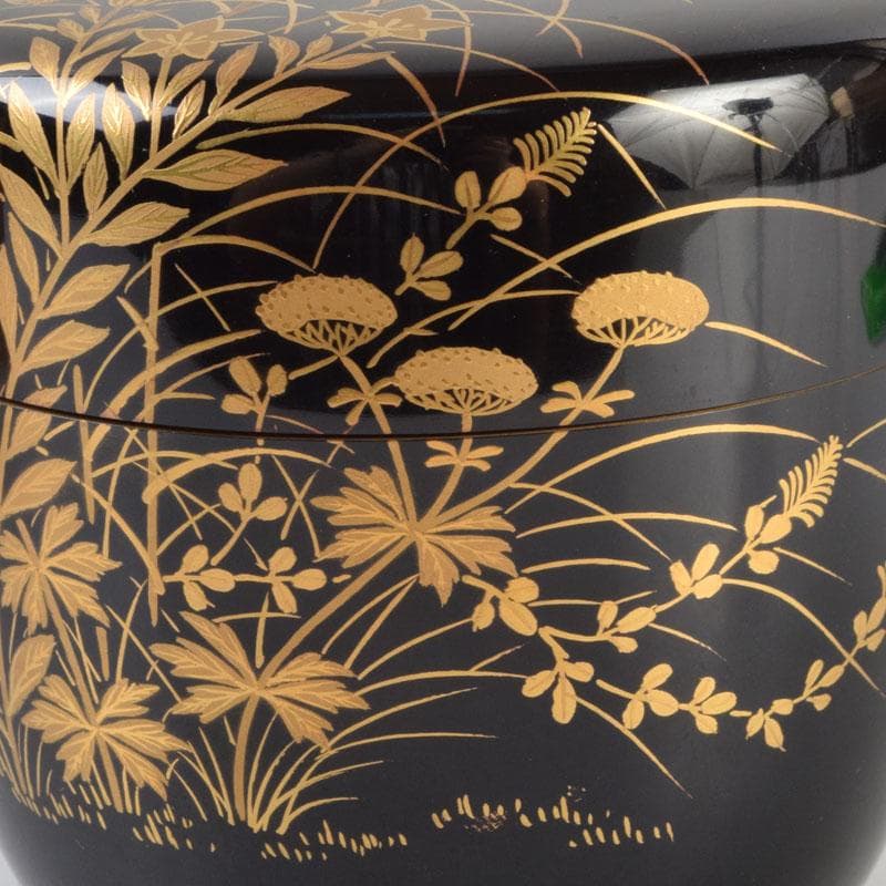 茶道具　漆匠　遠山哲山造　秋草蒔絵　大棗　共箱　C　9188