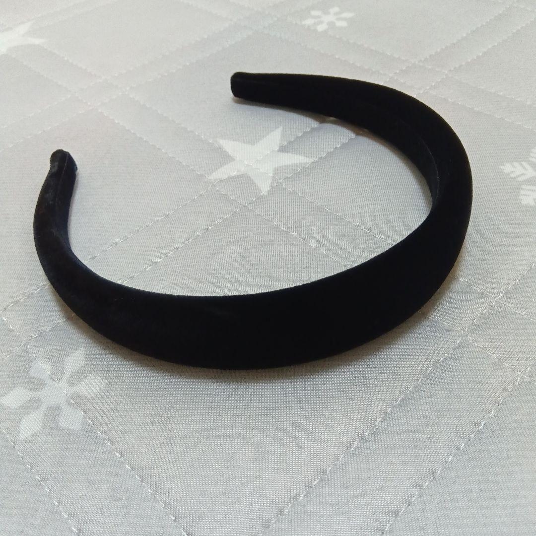 アレクサンドル ドゥ パリ　ベロアカチューシャ (2.5 cm)ブラック