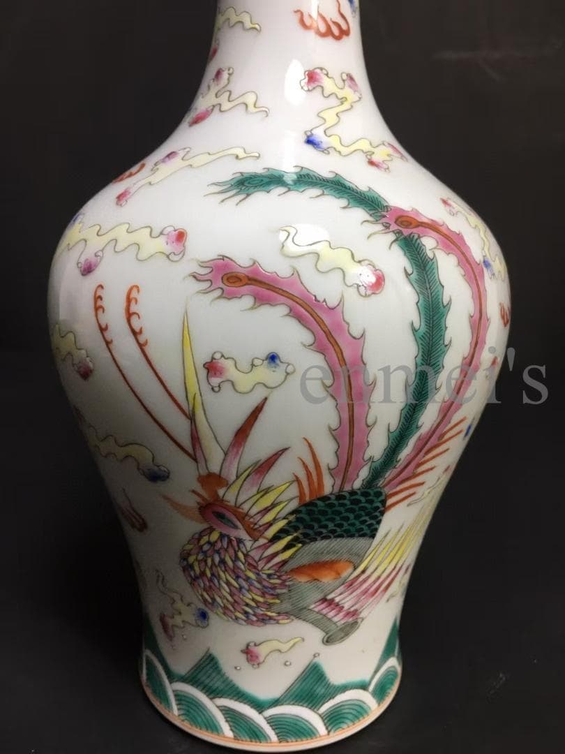中国古美術・旧蔵乾隆御用款・珐琅彩鎏金瓶・龍鳳彩絵・陶磁器・花瓶・文房具・案t