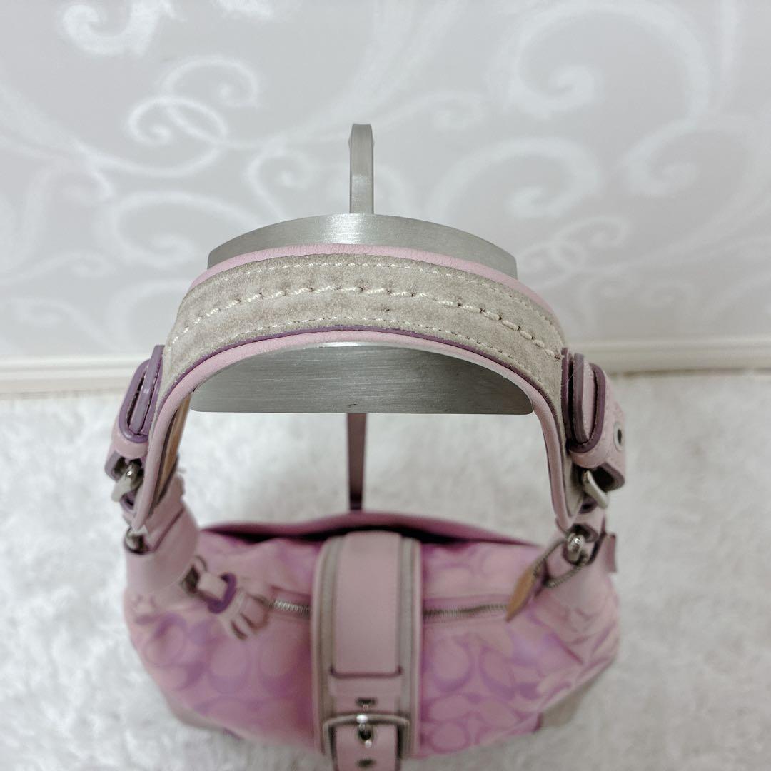 【希少色】COACH シグネチャー ショルダーバッグ ピンク レザー 6824