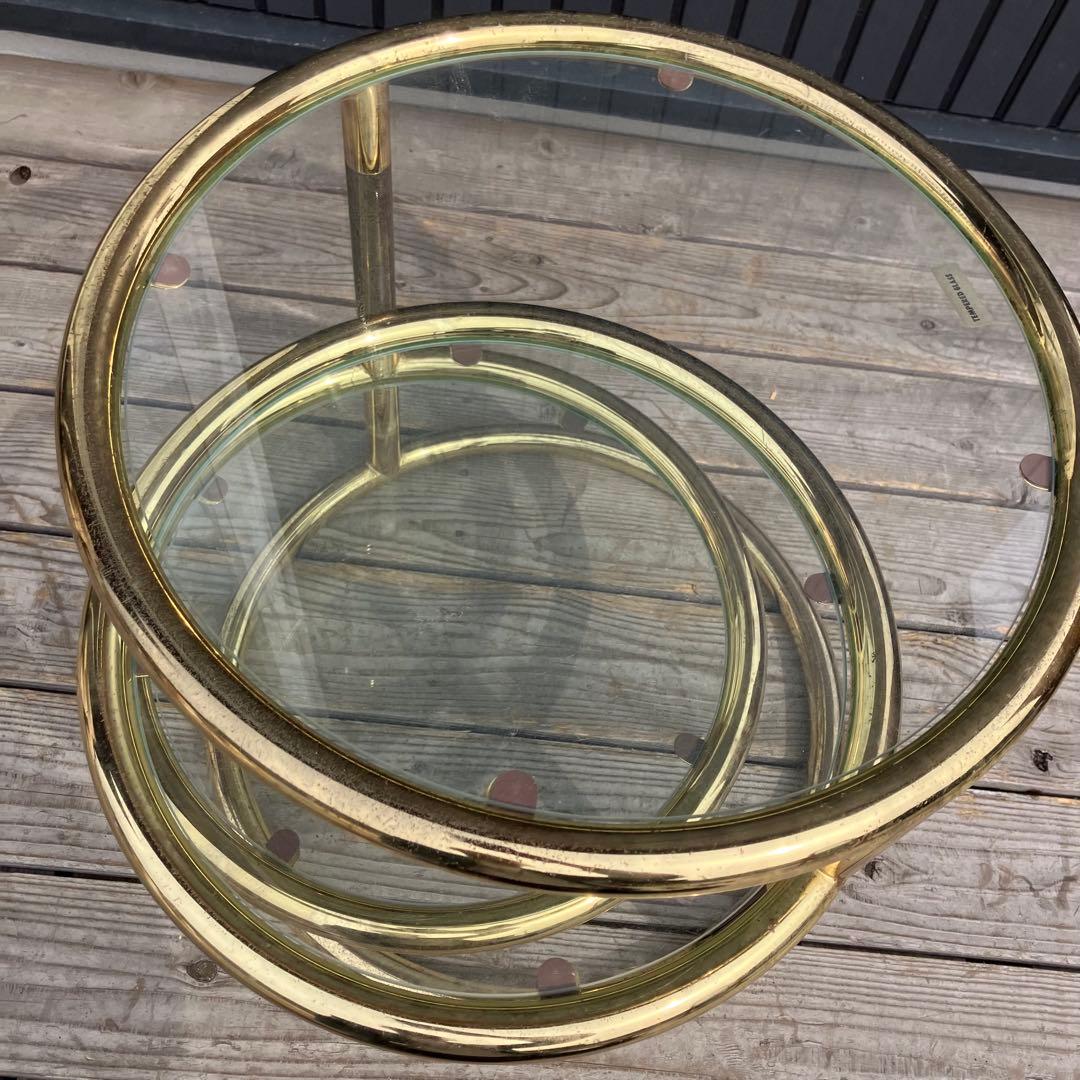 北欧レトロ ミッドセンチュリー 3段ラウンドテーブル ガラスサイドテーブル