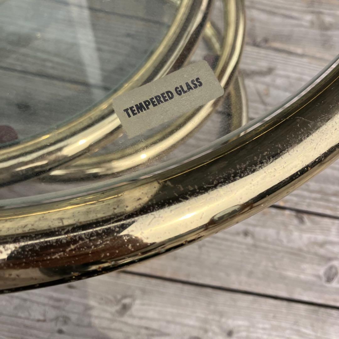 北欧レトロ ミッドセンチュリー 3段ラウンドテーブル ガラスサイドテーブル