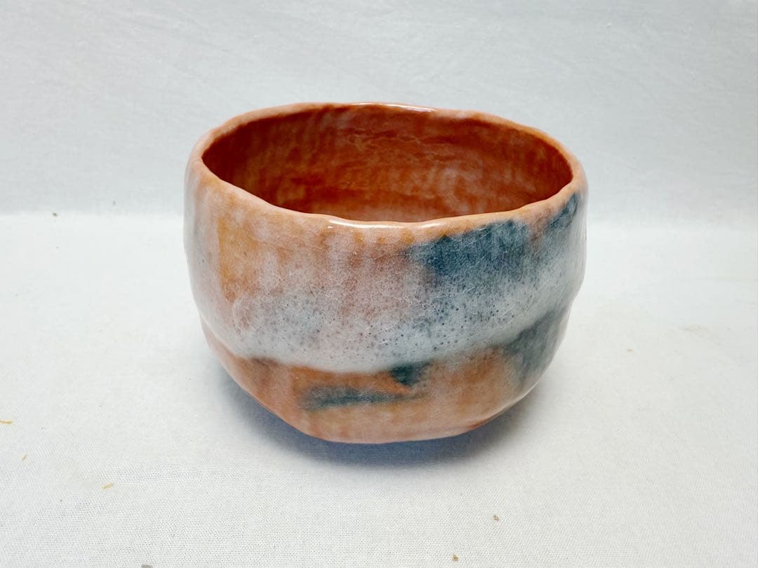 未使用 茶道具 佐々木昭楽造 赤 茶碗 仕覆付き 陶印 共箱