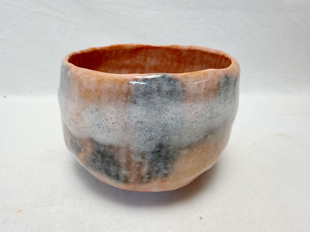 未使用 茶道具 佐々木昭楽造 赤 茶碗 仕覆付き 陶印 共箱