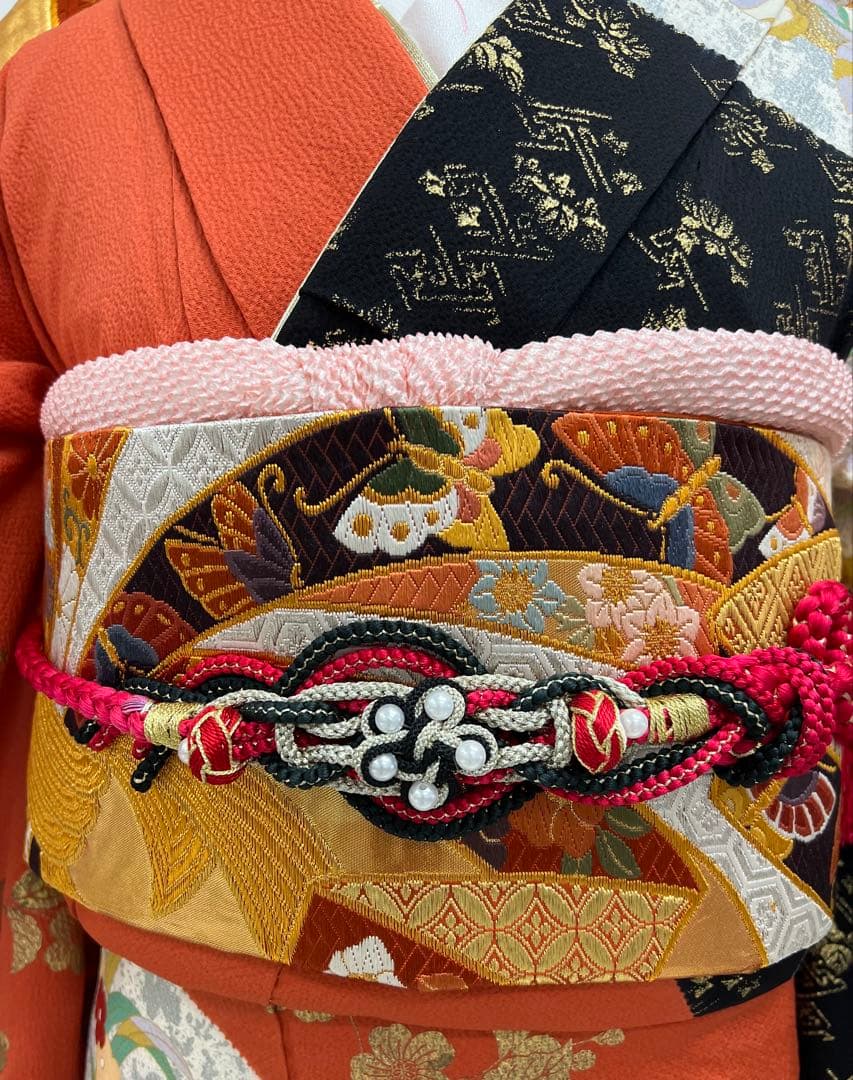 名門藤原織物　振り袖　フルセット　別誂長襦袢付　金駒刺繍　絞り　袋帯　701