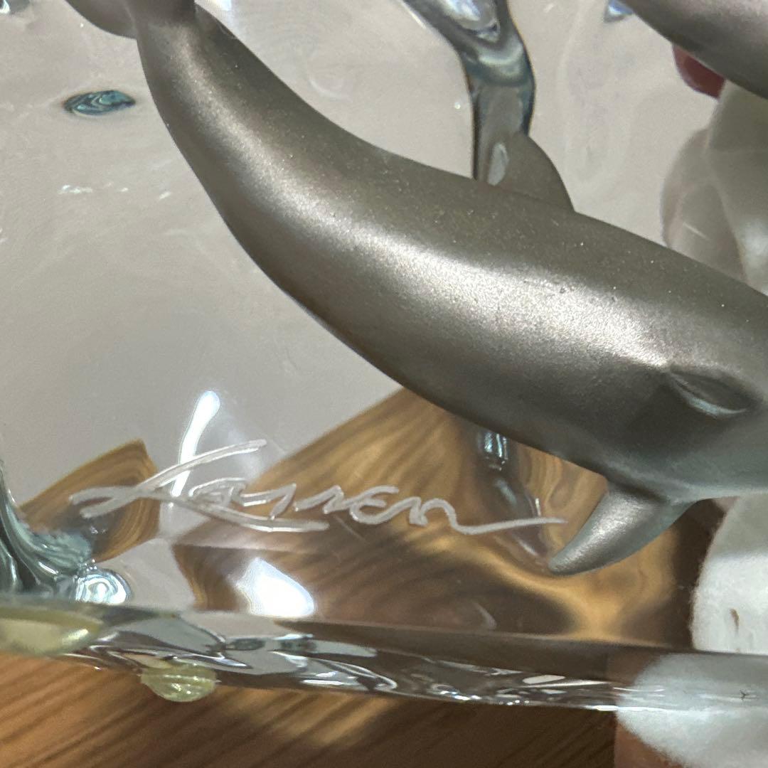 美品✨クリスチャン・リース・ラッセン　イルカアクリルオブジェ彫刻　トリオ