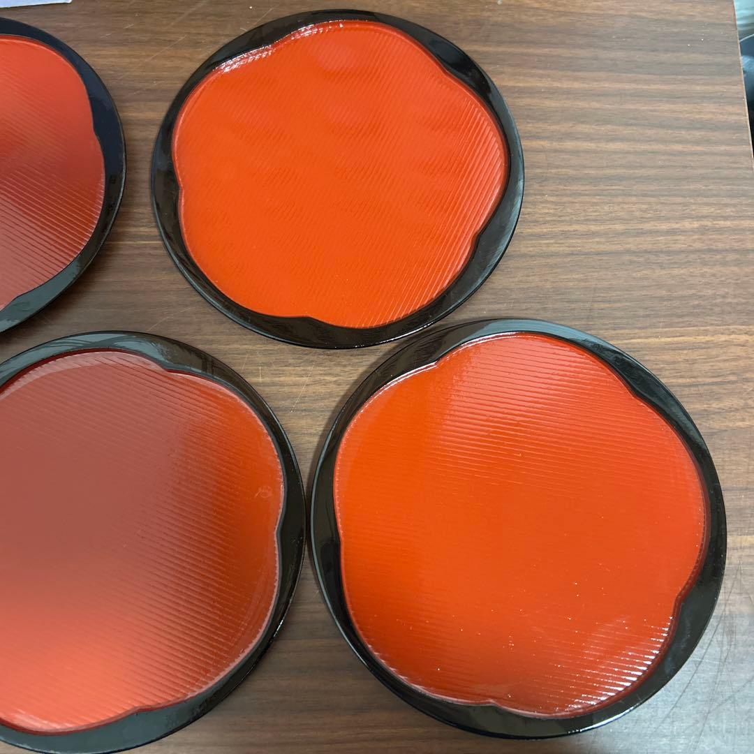 毧前漆器 丸梅鉢 梅型銘々皿 5枚セット 箱付き