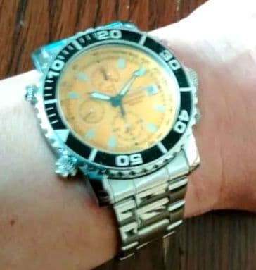 【不動品】海外モデル　SEIKOクロノグラフ腕時計 イエロー文字盤