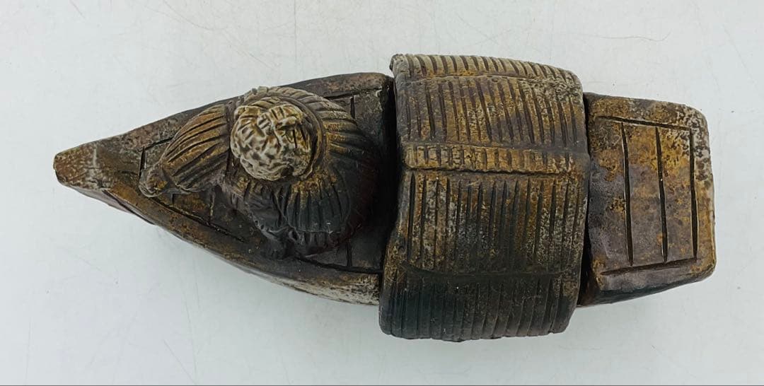 【M-55】◉昭和初期の細工師・木南知加選先生　備前焼手造り舟香炉◉