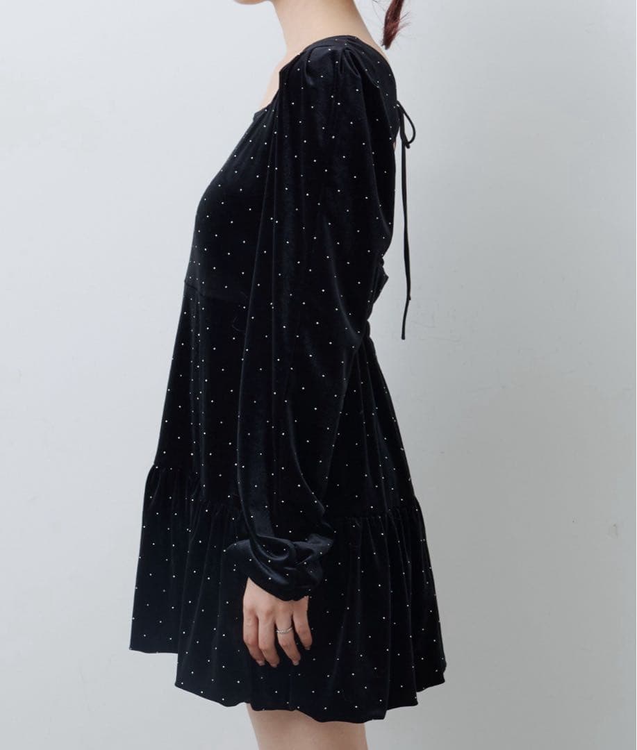 kastane ベロアスタッズミニワンピース　オケージョンドレス