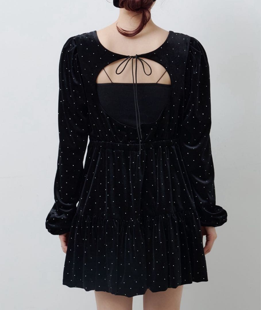 kastane ベロアスタッズミニワンピース　オケージョンドレス