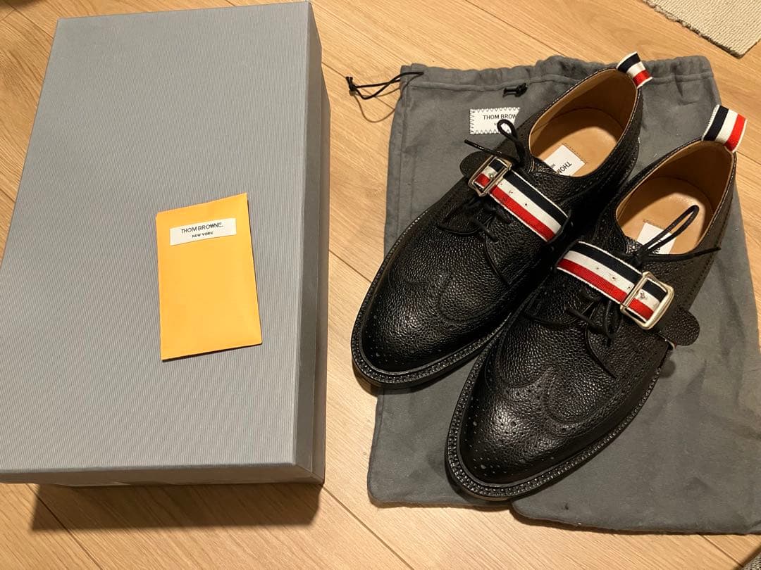 トム ブラウン レザーシューズ US9 27cm ブラック ウィングチップ 革