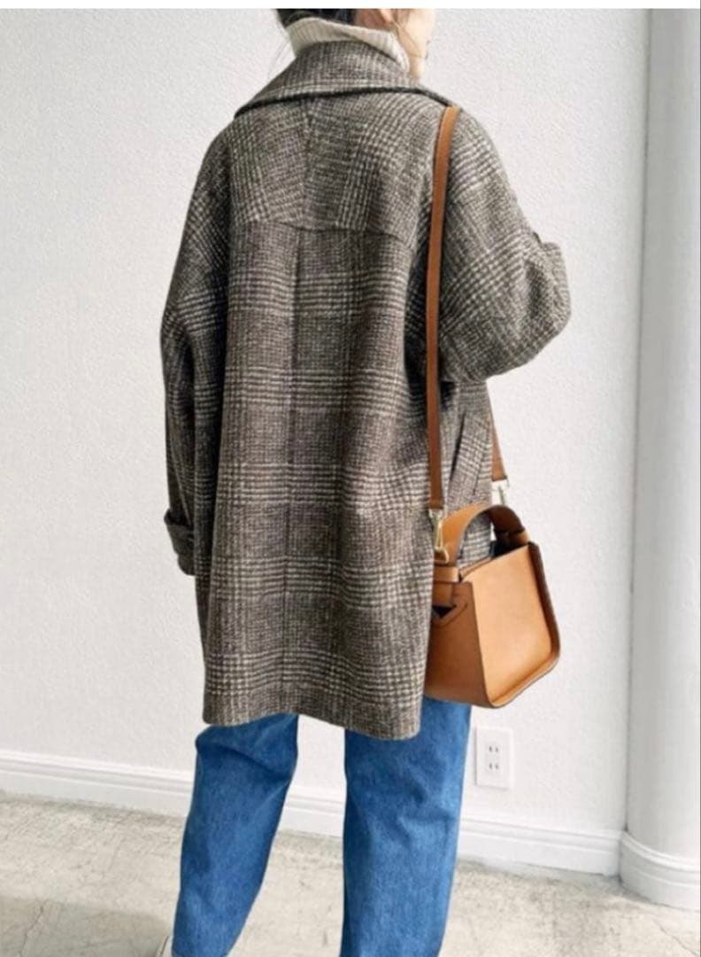 ぴ*か様 Spick and Span Wスライバーチェックハーフコート　36