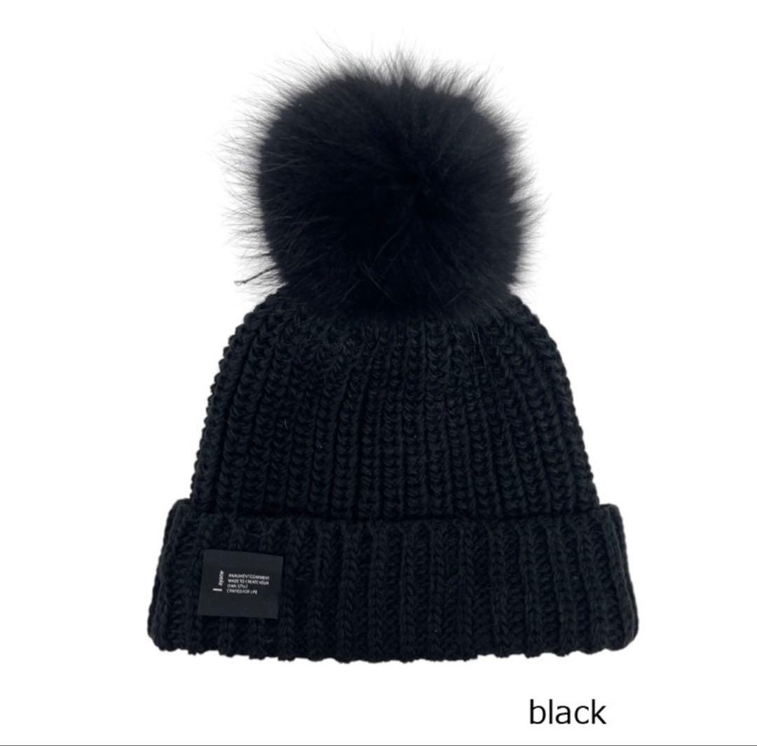 ayane アヤン　ボンボンニット帽 ニットキャップ リアルファー　新品