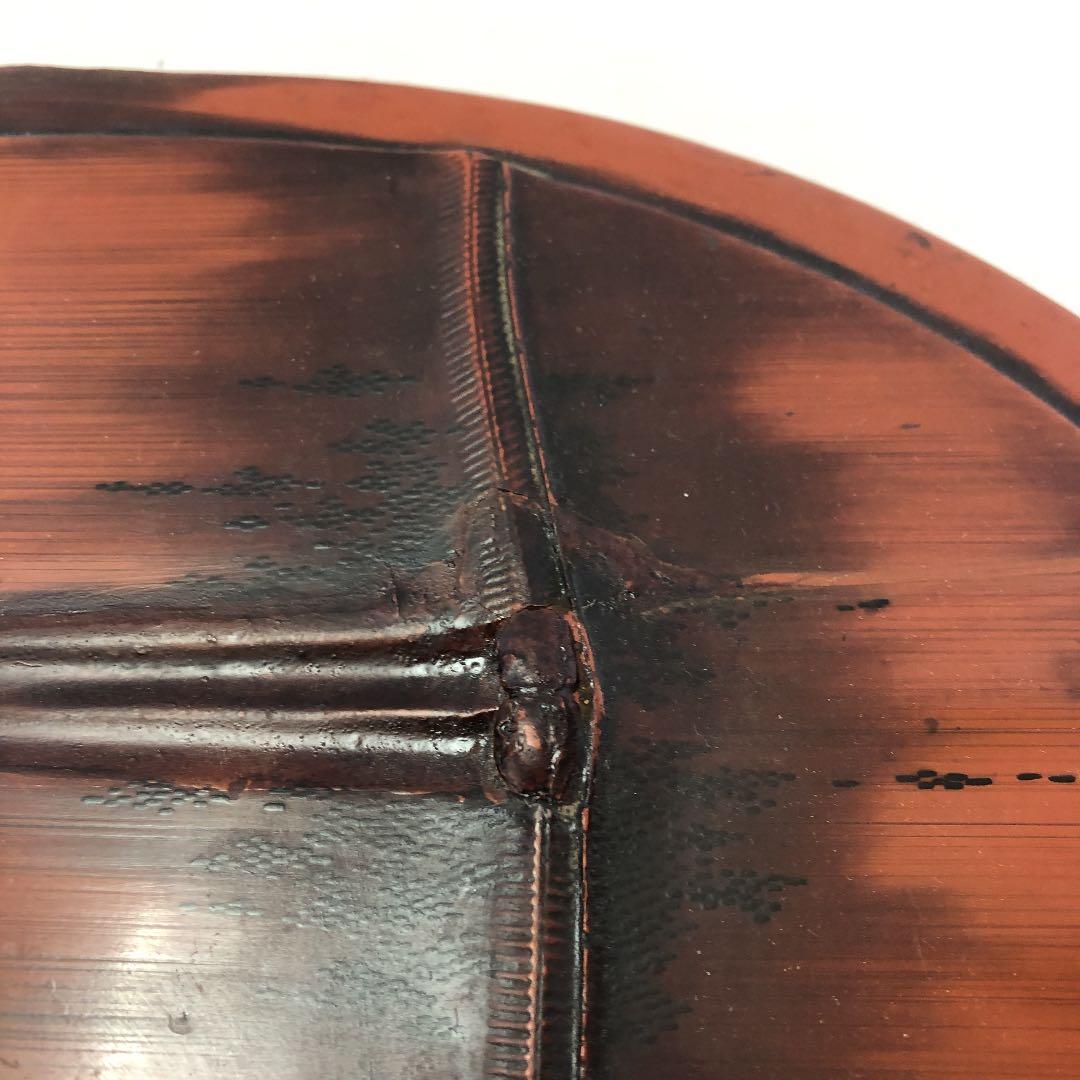 茶道具•新潟漆器 手付きの竹塗楕円型茶櫃