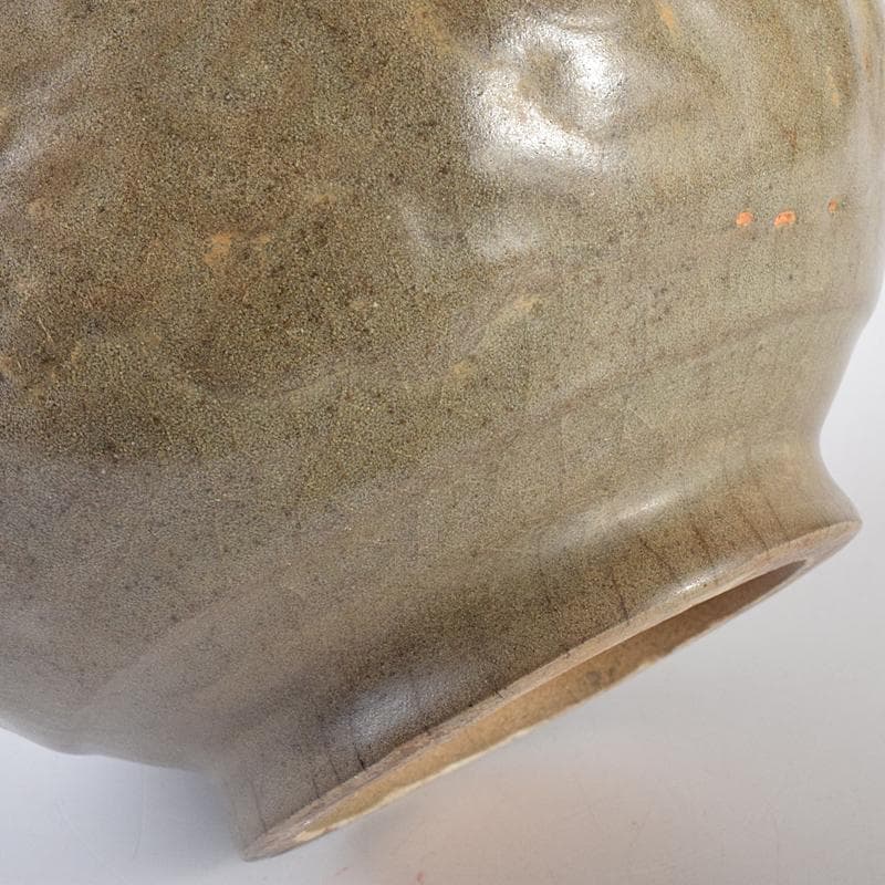 中国　耀州窯　青磁　陽刻　牡丹文　花入　相国寺　有馬頼底書付箱　M　R7802B