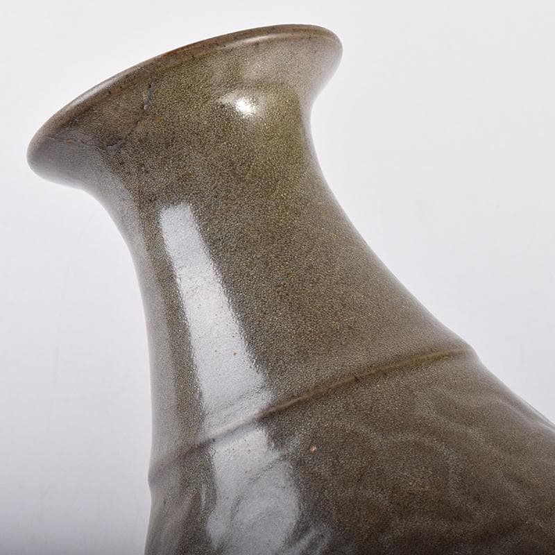 中国　耀州窯　青磁　陽刻　牡丹文　花入　相国寺　有馬頼底書付箱　M　R7802B