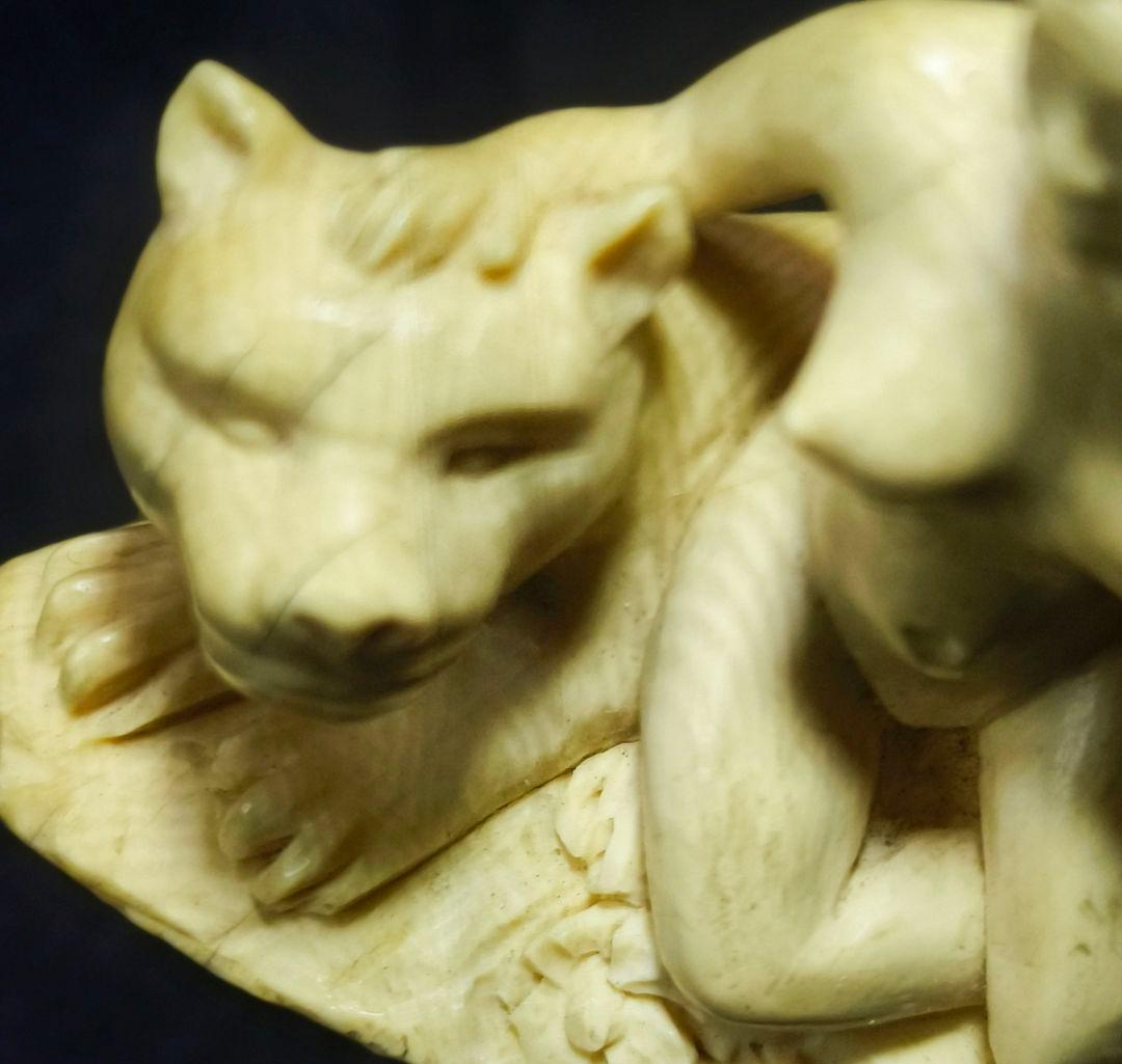 裸女像 彫刻作品 縞模様天然素材 手彫り 無銘 時代物 コレクター放出美品 置物