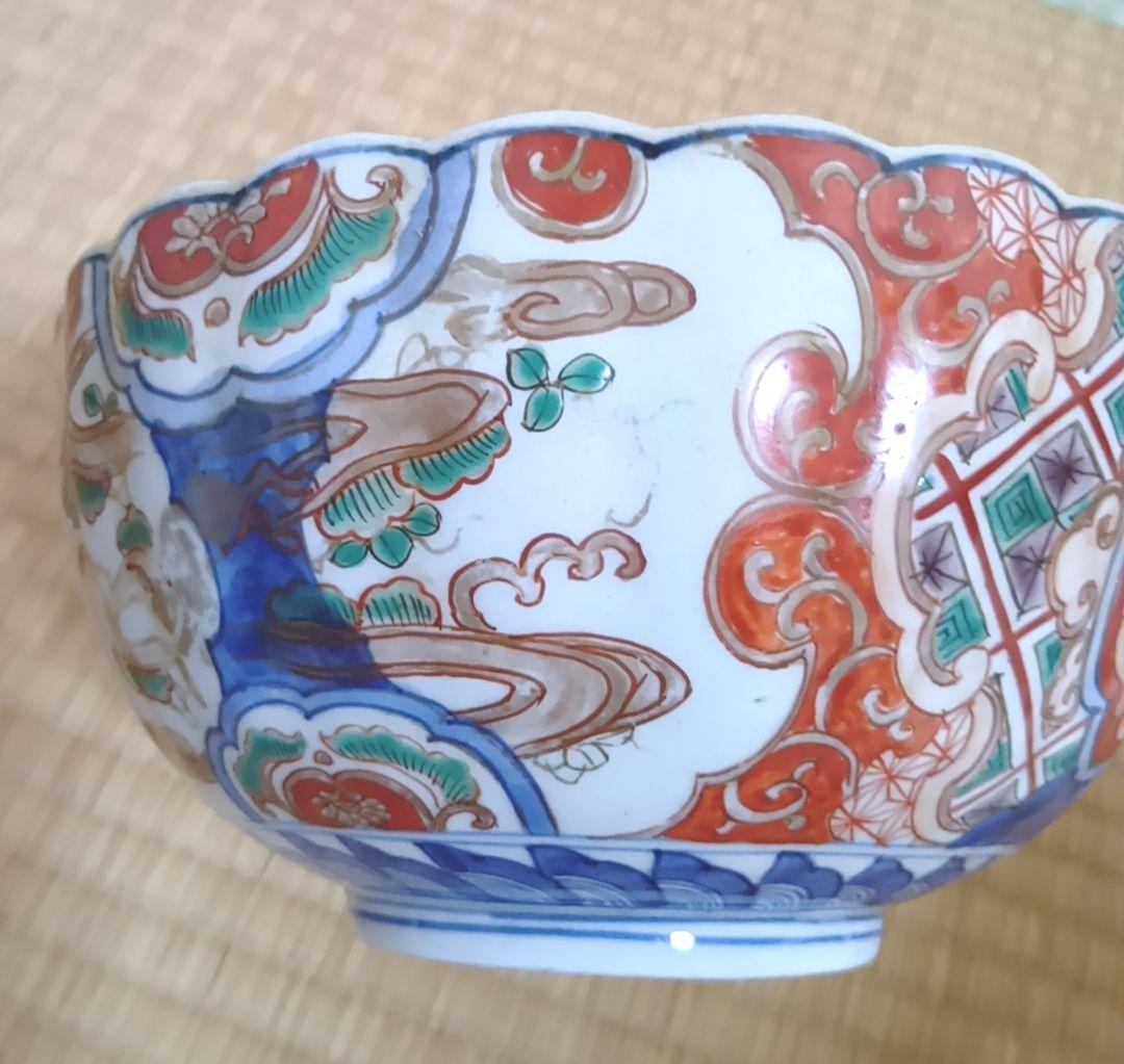 ①【古伊万里】骨董品 大皿 色絵 鉢 深鉢 伊万里 陶器 有田焼 希少 極美品