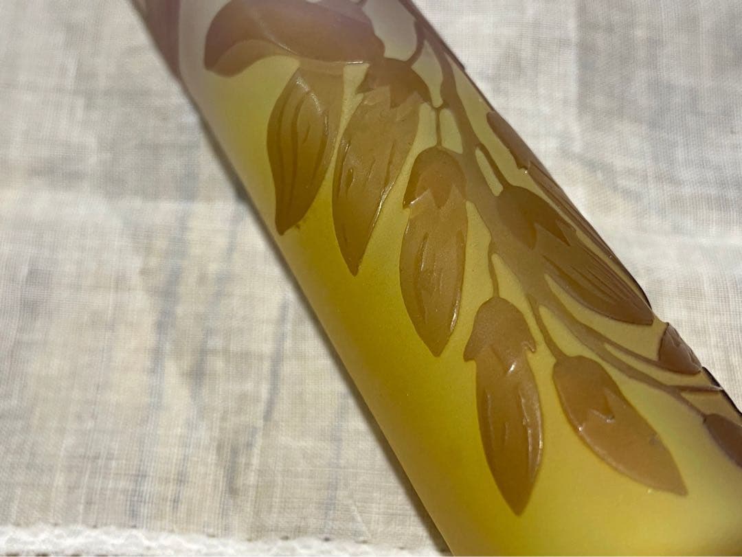 エミール•ガレ 一輪挿し 美術品 ホクシャ文 鶴首型 花瓶 アンティーク