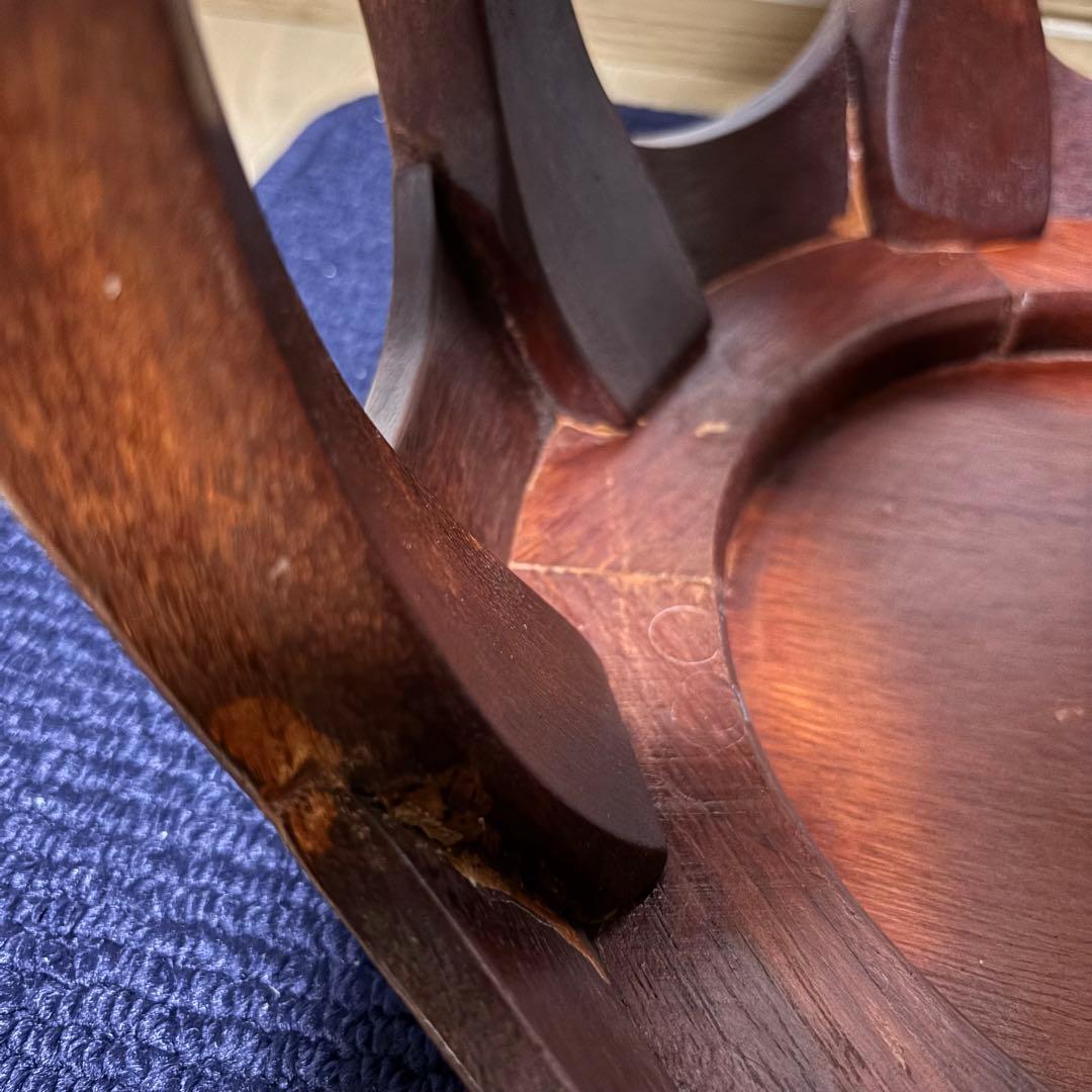 【美品】花梨 無垢 螺鈿細工 丸椅子 スツール 腰掛け 中国美術 工芸品