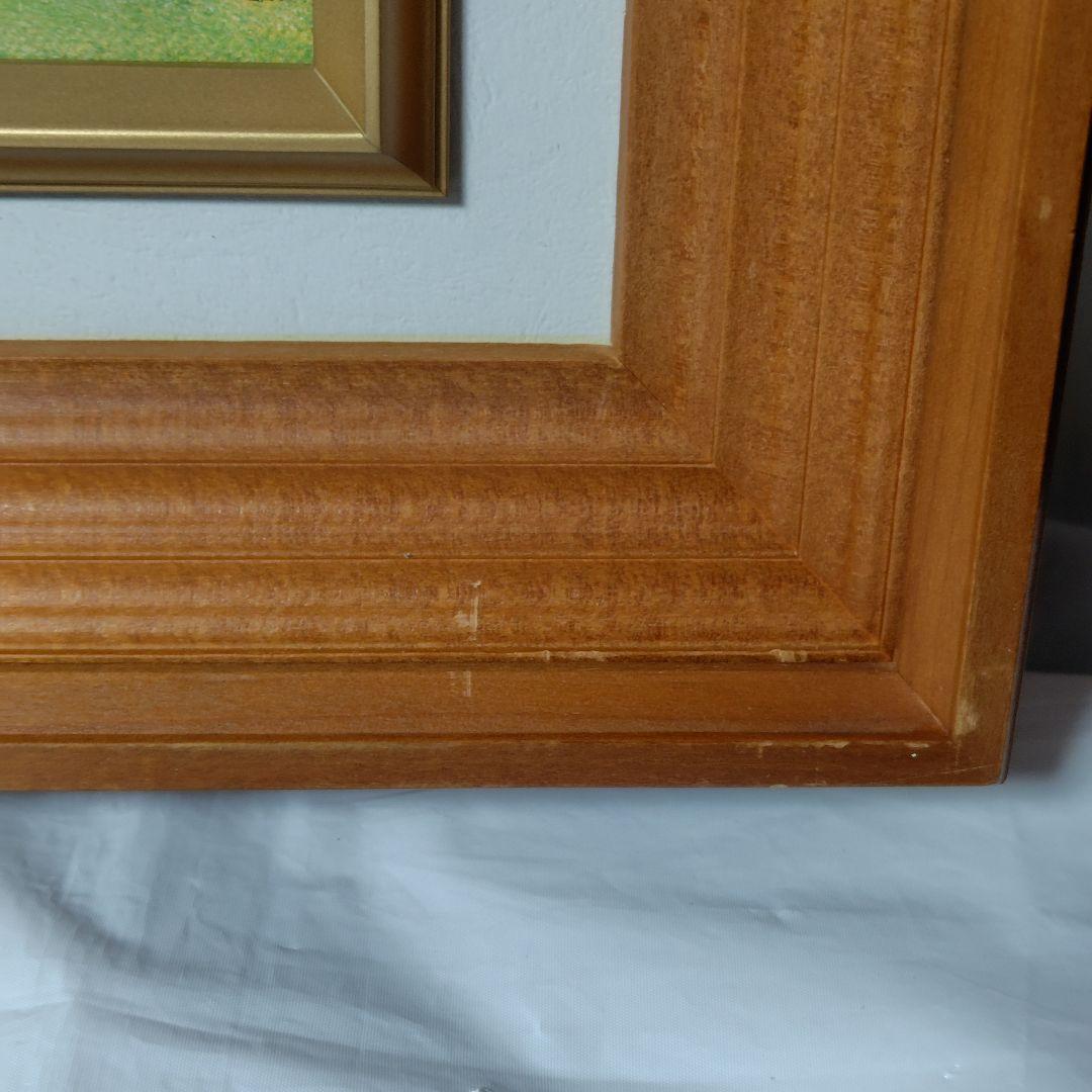 辻京子作『十勝川支流』油絵★木製額縁/フレーム付き！【ヴィンテージ】風景画　装飾