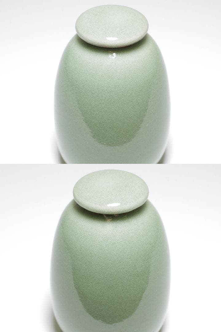 『二代 真清水蔵六 造』青磁茶入 [三代 蔵六識]