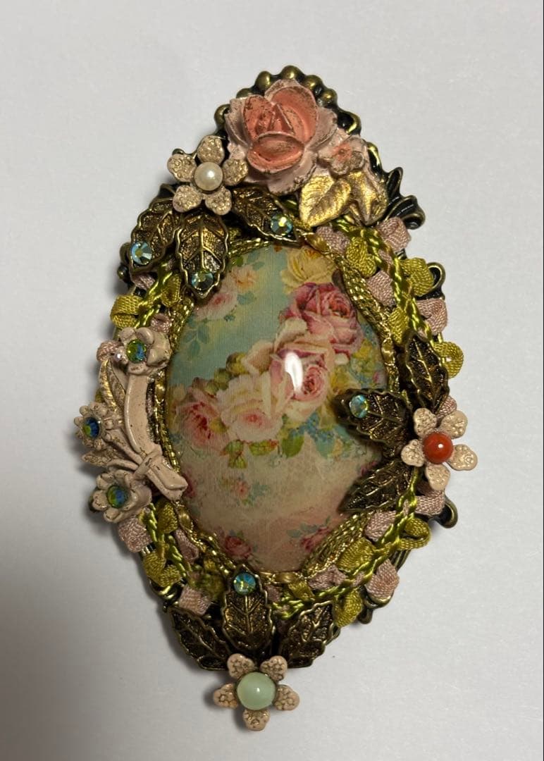 美品☆ ミハエルネグリンのバラピクチャーペイントローズブローチ