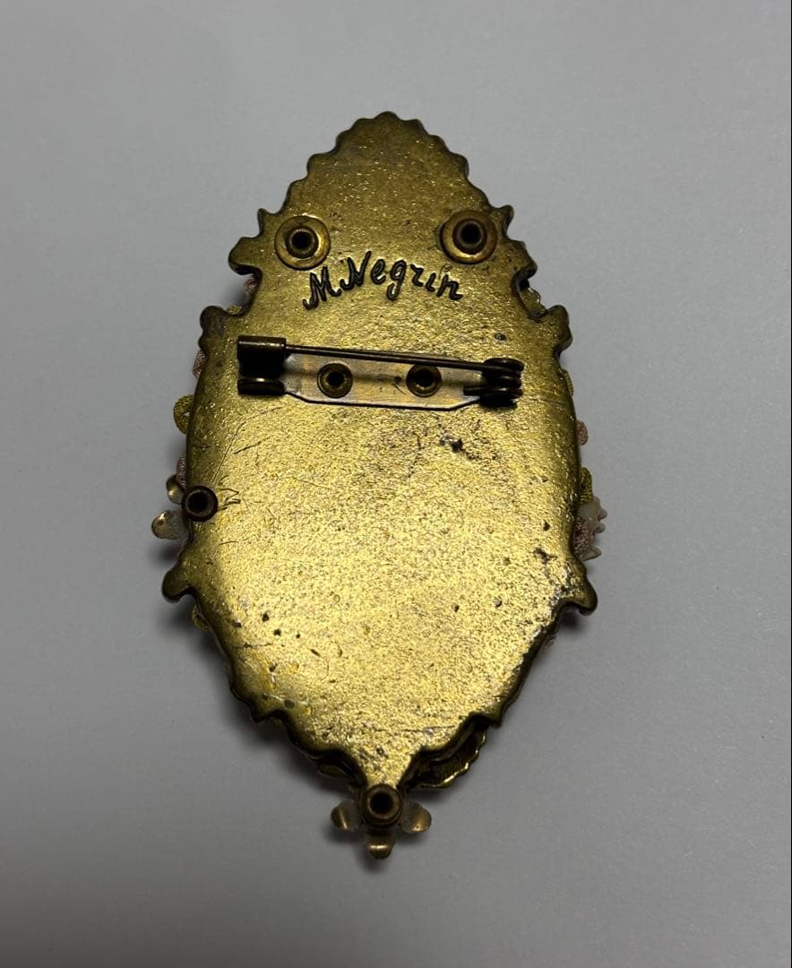 美品☆ ミハエルネグリンのバラピクチャーペイントローズブローチ