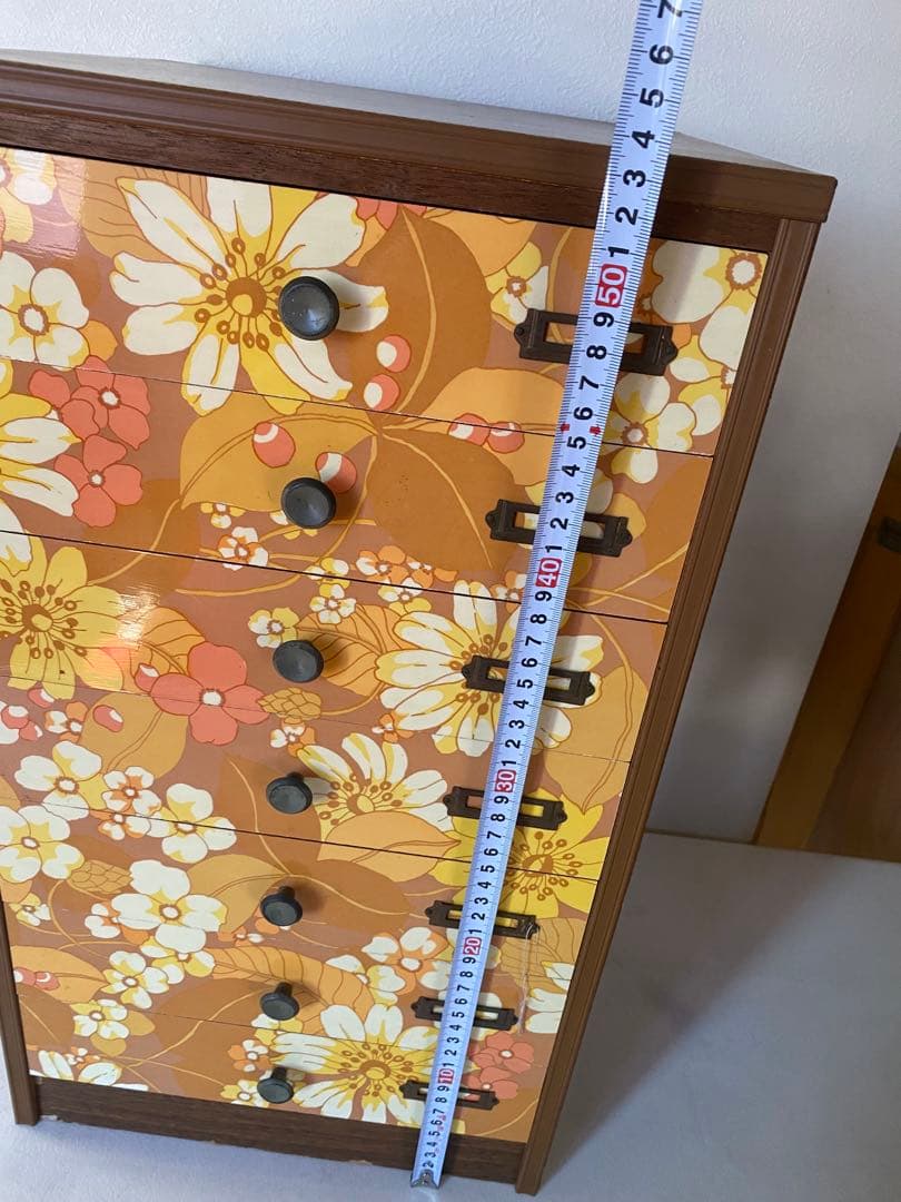 木製　花柄　ミニ箪笥　小物入れ　レトロポップ　引出し　レトロ