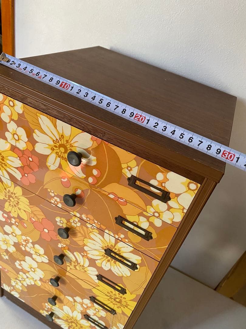 木製　花柄　ミニ箪笥　小物入れ　レトロポップ　引出し　レトロ