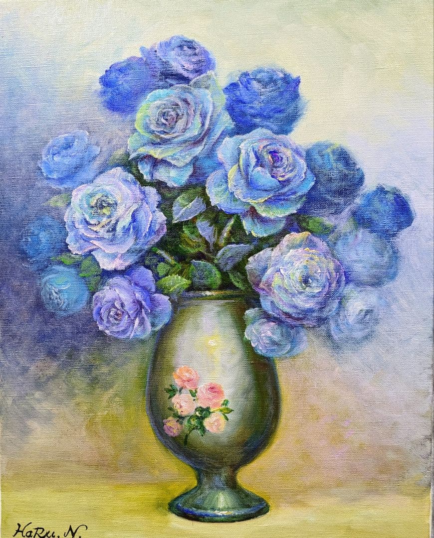 画家haru☆油彩画F6号☆☆薔薇★真作、原画、一点物。