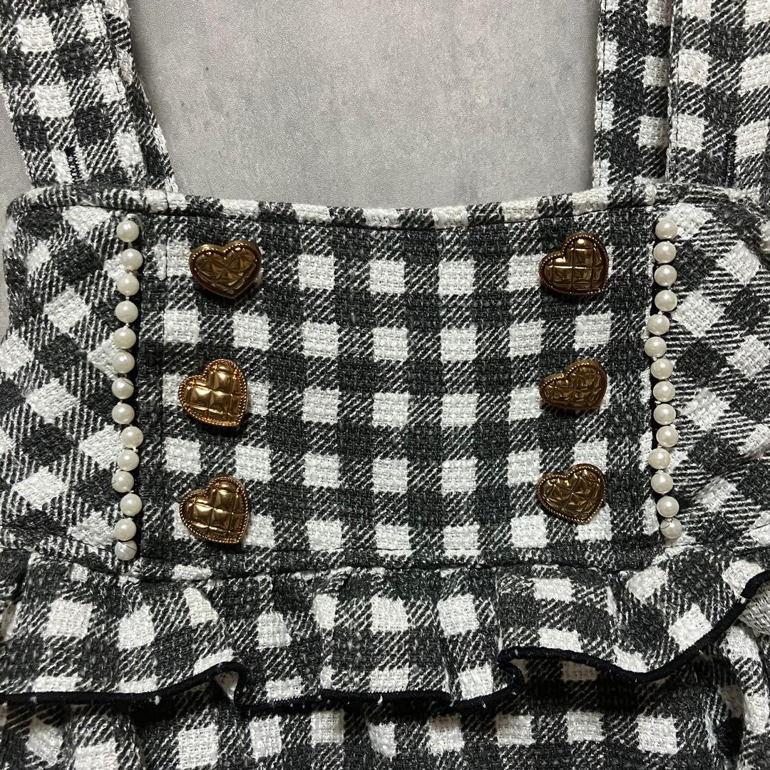 レア♪量産 地雷 LIZLISA ギンガム ツイード スカパン サスペンダー