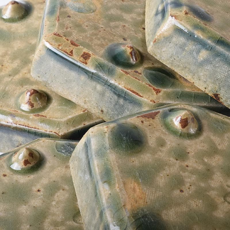 瀬戸焼　鼎窯　加藤春鼎　加藤孝作　灰釉　六角向付　五客　共布共箱　V　R8245