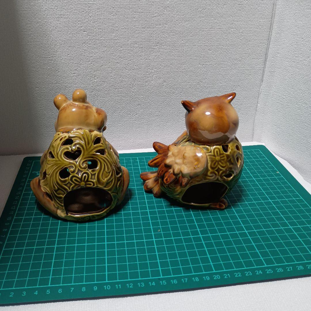 九谷焼　カエルとフクロウの香炉