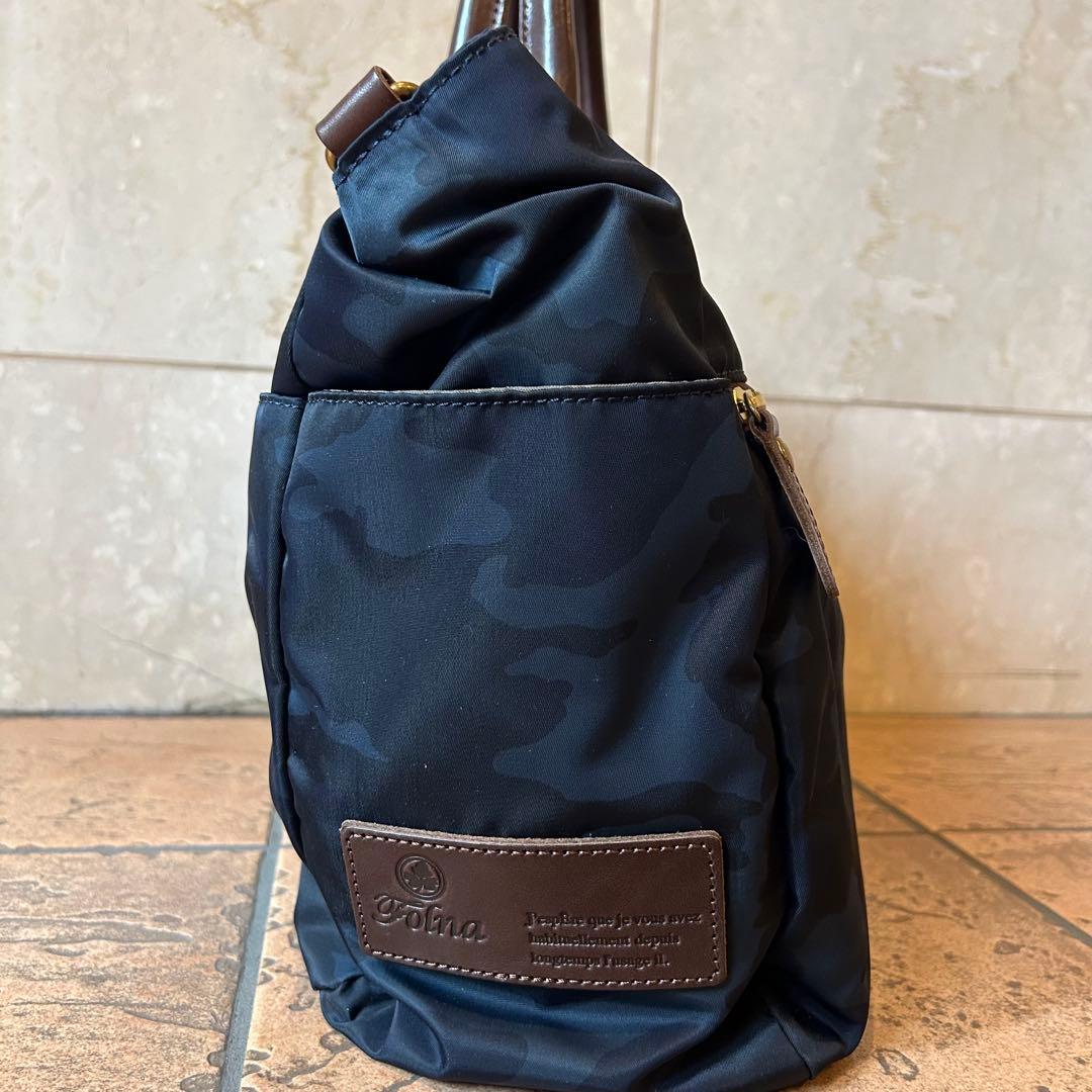 藤巻百貨店限定 FOLNA ビジネスバッグ ネイビー カモフラ 迷彩