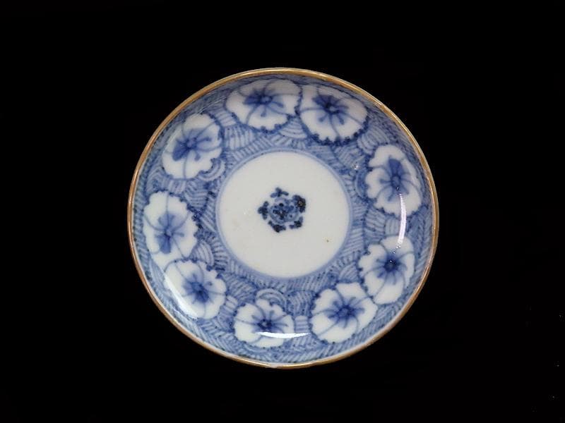 古伊万里　染付　撫子の図　豆皿　江戸期　E093AS-fbkv