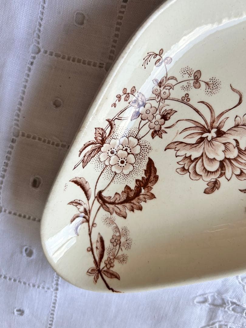 ブラウン　ラヴィエ セピア　ボタニカル　ジャポニズム　　フランス　アンティーク