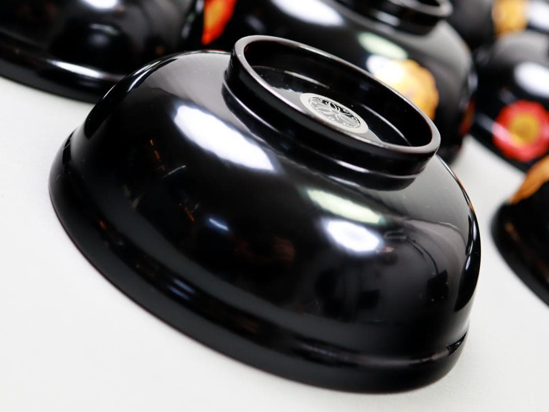 輪島屋 黒呂色塗 蓋付椀 10客 共箱 輪島塗