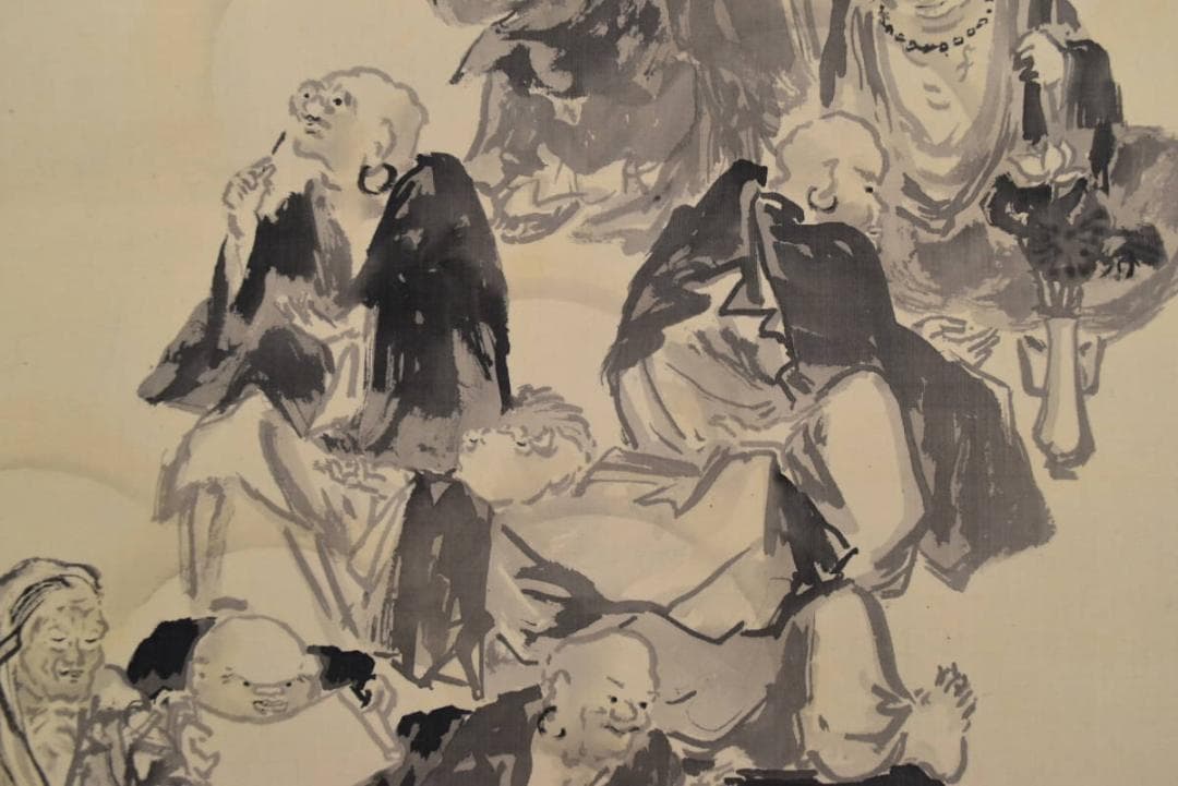 御舟綱手/十六羅漢/掛軸☆宝船☆AB-371