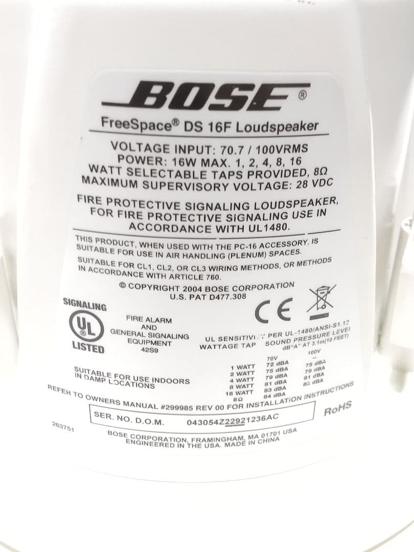 Bose FreeSpace DS 16F 天井スピーカー 2個セット ホワイト