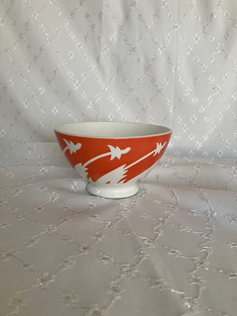 《美品》フランス　アンティーク　オレンジと白のカフェオレボウル　ニーデルヴィレー
