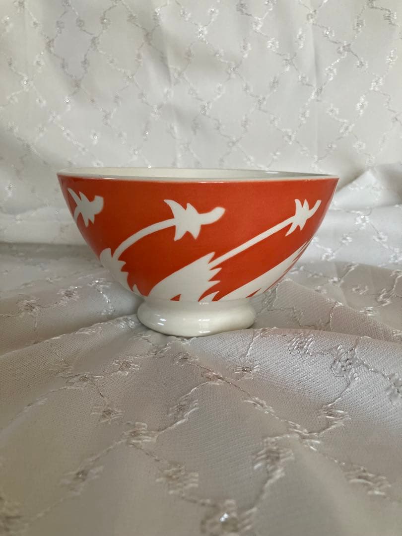 《美品》フランス　アンティーク　オレンジと白のカフェオレボウル　ニーデルヴィレー