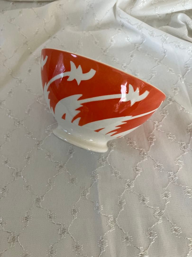 《美品》フランス　アンティーク　オレンジと白のカフェオレボウル　ニーデルヴィレー