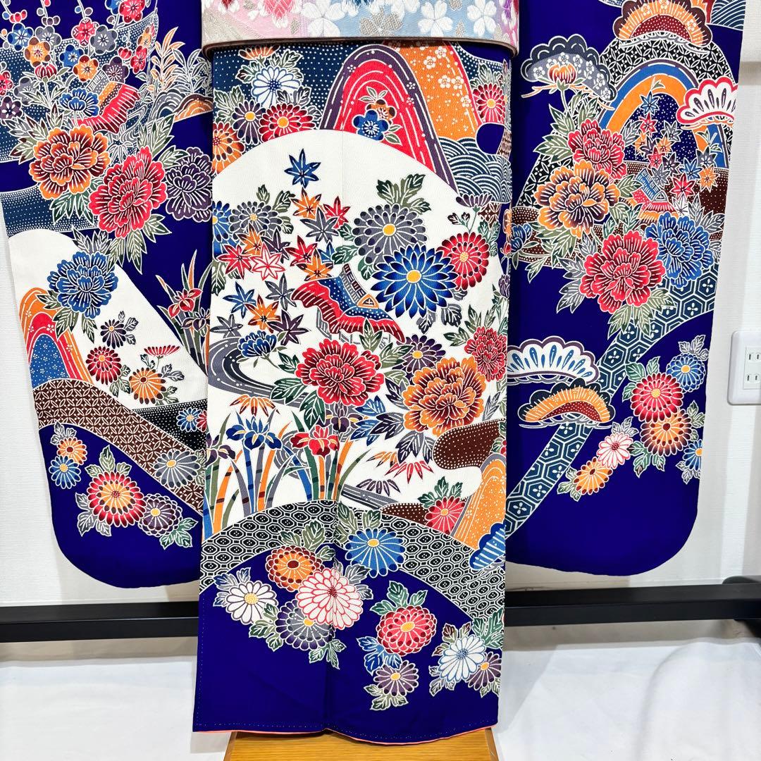 振袖フルセット　7点セット　長襦袢付き　身丈158 青　成人式　前撮り　f26