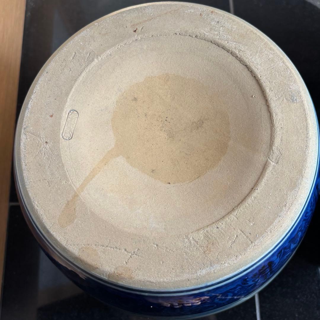 たちばな焼 火鉢 一対 染付 山水文様 昭和レトロ 陶器 メダカ 2個