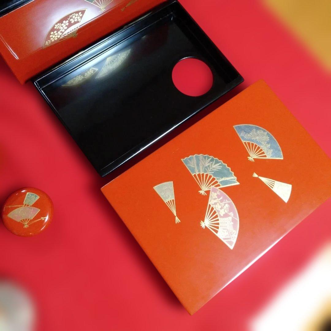 扇面蒔絵入り　利休茶箱