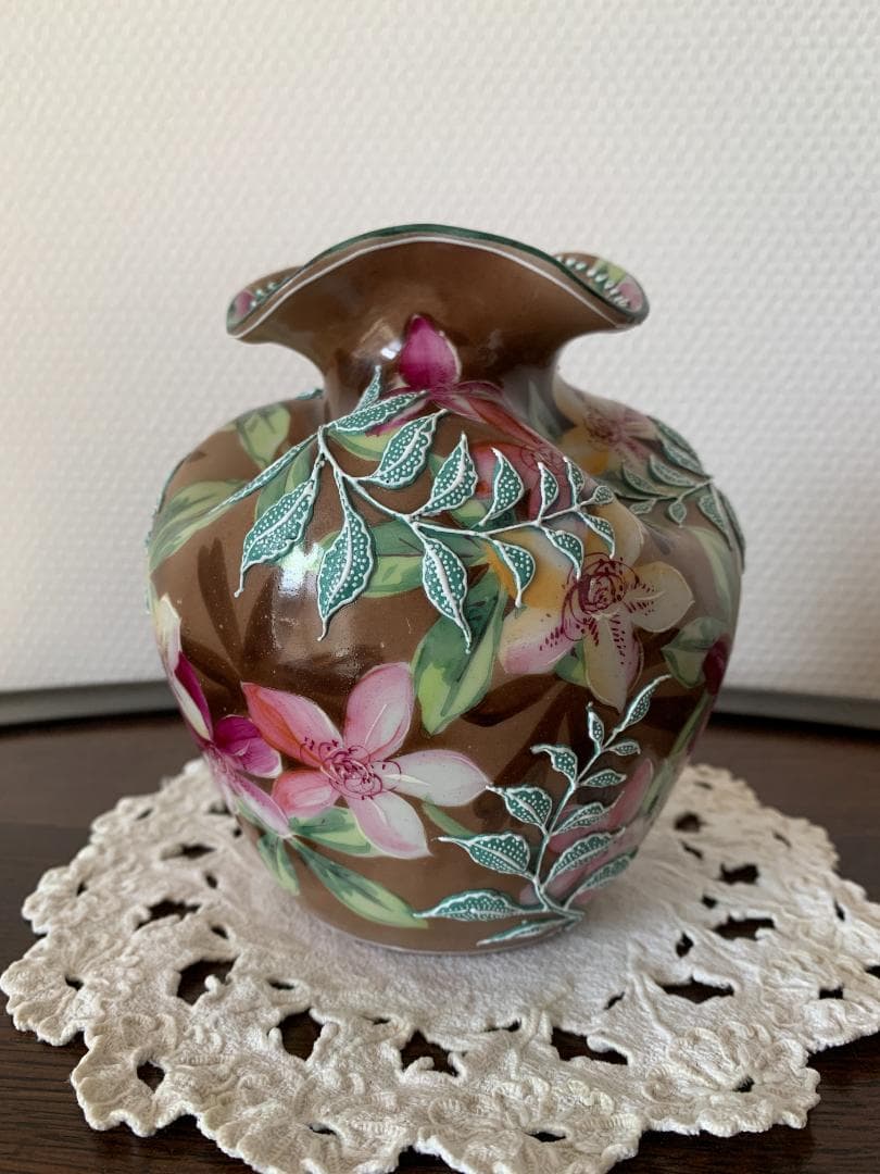 ✨特別価格✨オールドジャパン盛上げ花瓶躑躅文様　アンティークオールドノリタケ