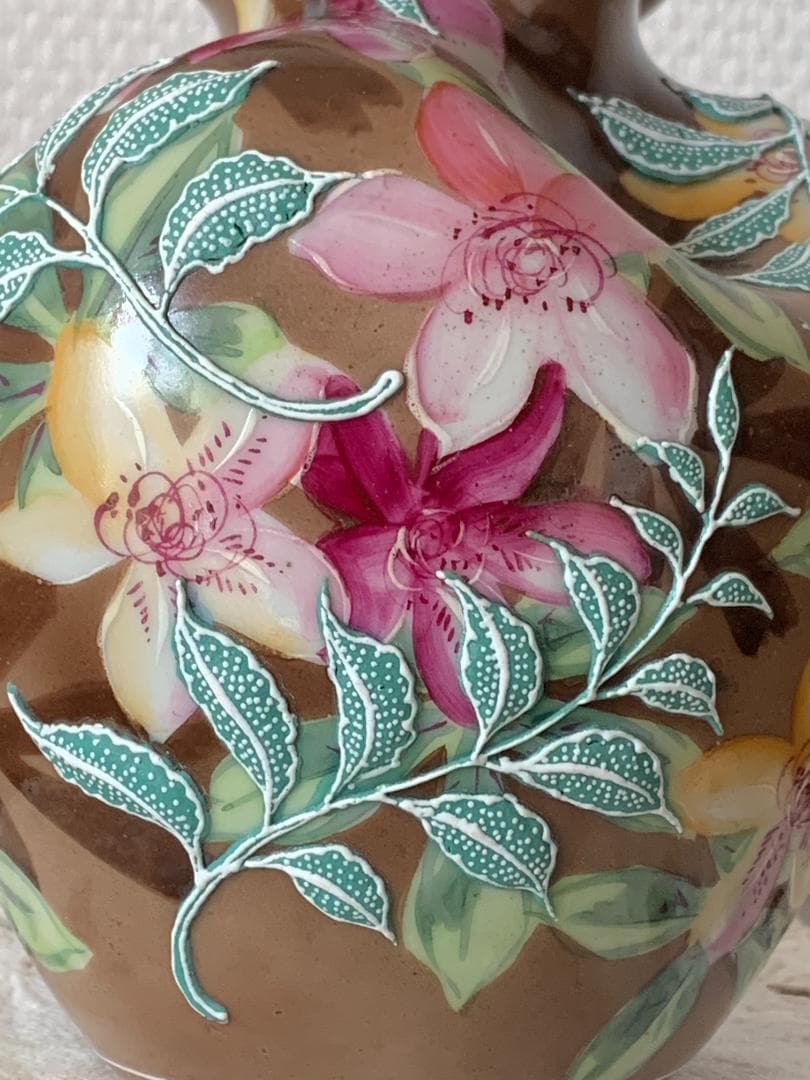 ✨特別価格✨オールドジャパン盛上げ花瓶躑躅文様　アンティークオールドノリタケ