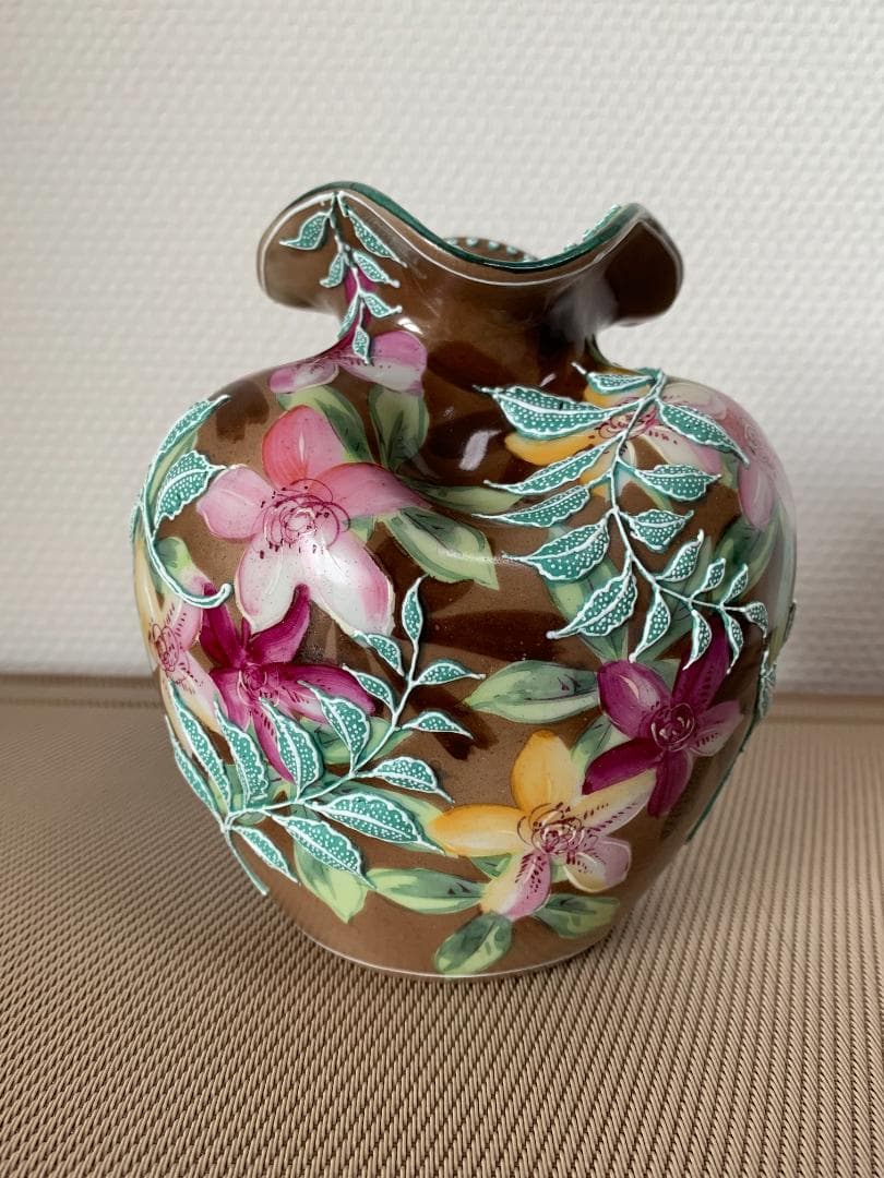 ✨特別価格✨オールドジャパン盛上げ花瓶躑躅文様　アンティークオールドノリタケ